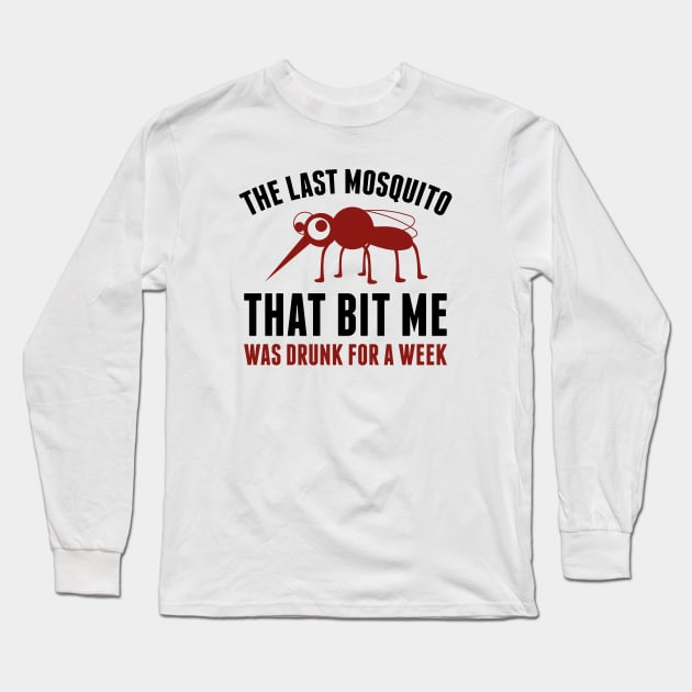 Drunk Mosquito Long Sleeve T-Shirt by LuckyFoxDesigns